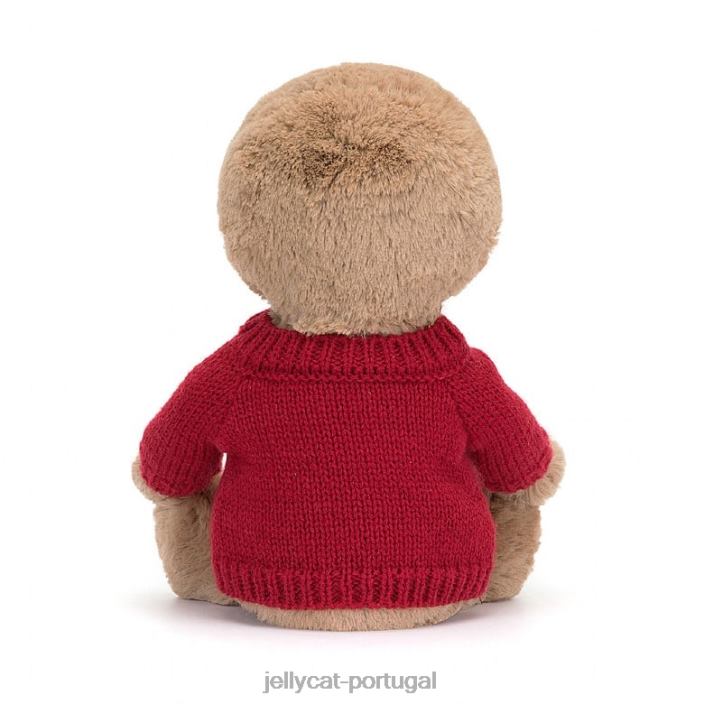 preguiça tímida com suéter vermelho bronzeado personalizado Jellycat 00FBB205 brinquedo