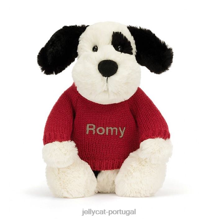 tímido cachorrinho preto e creme preto e branco Jellycat 00FBB171 brinquedo