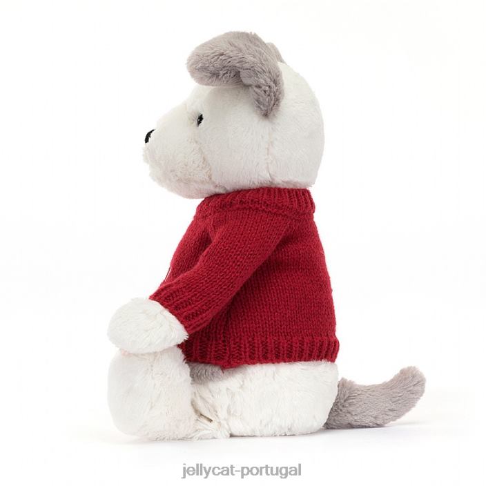 terrier tímido com suéter vermelho personalizado cinza e branco Jellycat 00FBB515 brinquedo