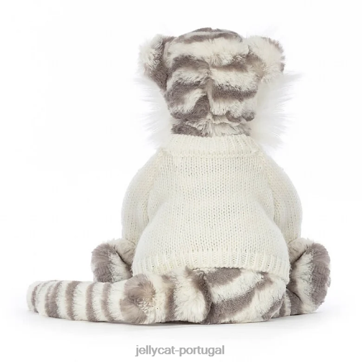 tigre de neve tímido com suéter creme personalizado cinza e branco Jellycat 00FBB578 brinquedo