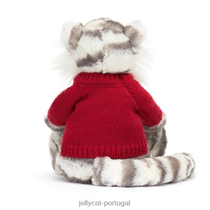 tigre de neve tímido com suéter vermelho personalizado cinza e branco Jellycat 00FBB581 brinquedo