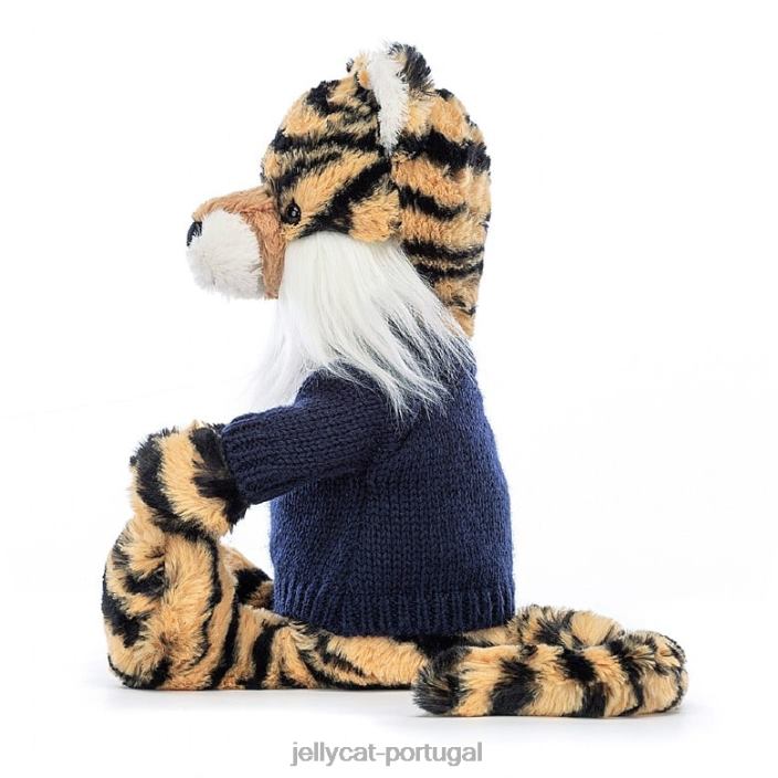 tigre tímido com suéter azul marinho personalizado multicolorido Jellycat 00FBB269 brinquedo