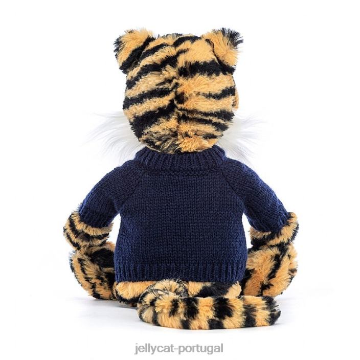 tigre tímido com suéter azul marinho personalizado multicolorido Jellycat 00FBB269 brinquedo