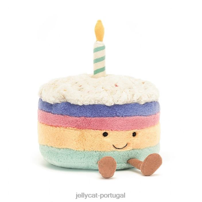 divertido bolo de aniversário arco-íris multicolorido Jellycat 00FBB286 brinquedo