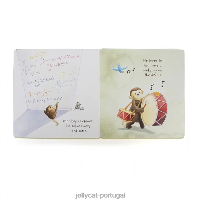 eu conheço um livro de macacos e um macaco tímido marrom Jellycat 00FBB746 livro