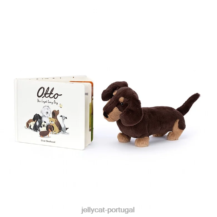 livro de otto, o cachorro longo leal e cachorro-salsicha otto marrom Jellycat 00FBB730 livro