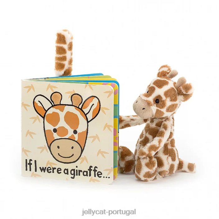 se eu fosse um livro de girafa e uma girafa tímida laranja Jellycat 00FBB733 livro