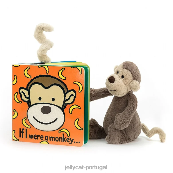 se eu fosse um livro de macaco e um macaco tímido marrom Jellycat 00FBB724 livro