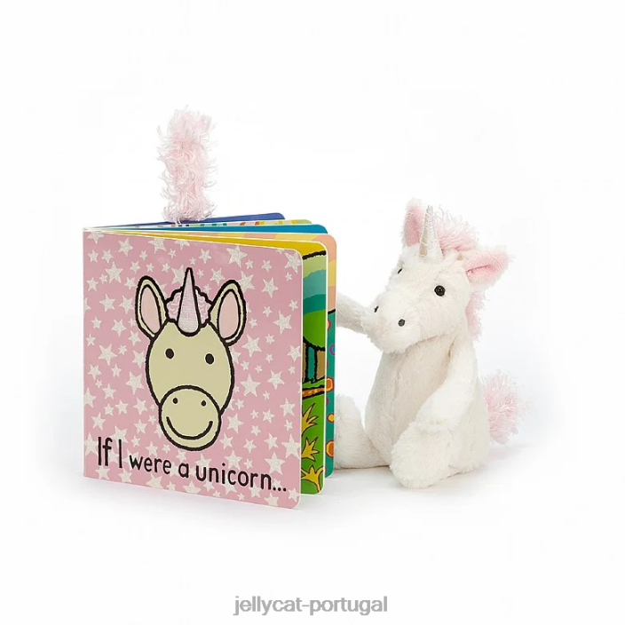 se eu fosse um livro de unicórnio e um unicórnio tímido branco Jellycat 00FBB770 livro