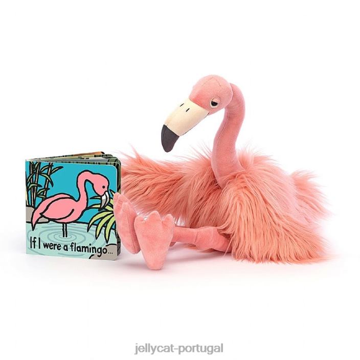 se eu fosse um livro flamingo e um rosario flamingo multicolorido Jellycat 00FBB797 livro